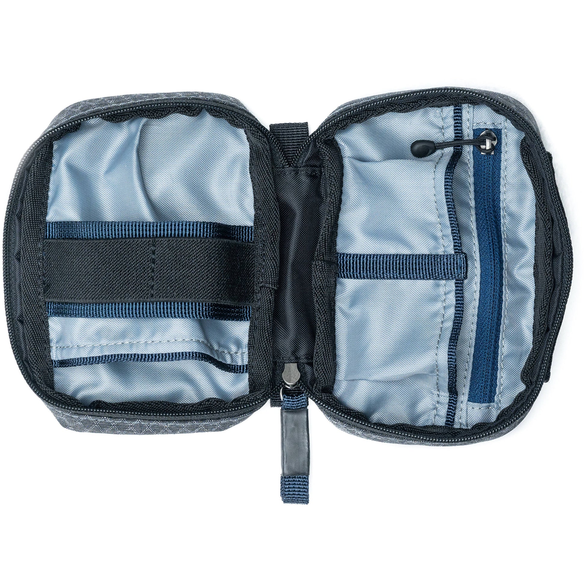 Think Tank EDC Pouch with pockets, zippered compartment, water-repellent coating, and open-flat design for easy access.