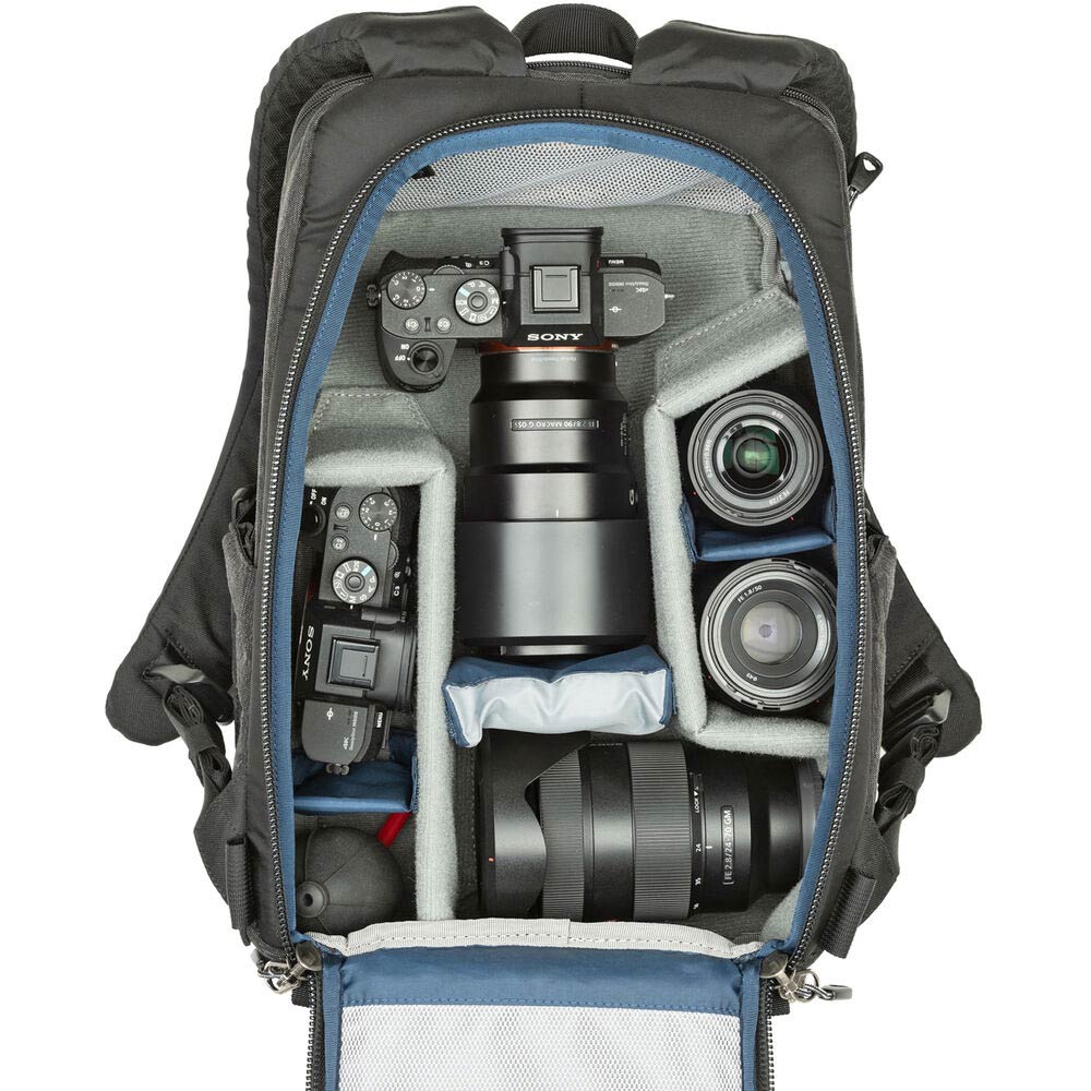 Think Tank Photo BackStory 13 Camera Backpack with padded compartments for DSLR/mirrorless cameras, laptop, tablet, and accessories.