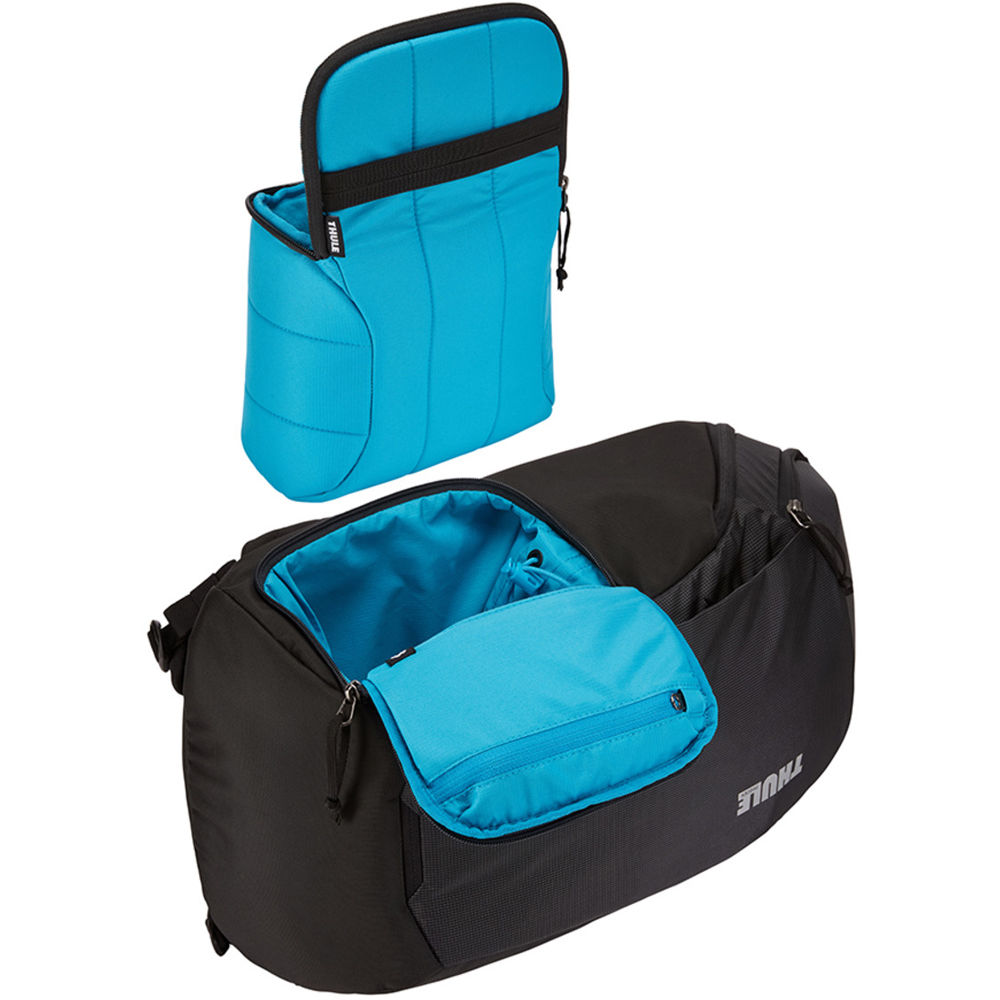 Thule camera backpack with padded compartments, adjustable dividers, and ergonomic straps