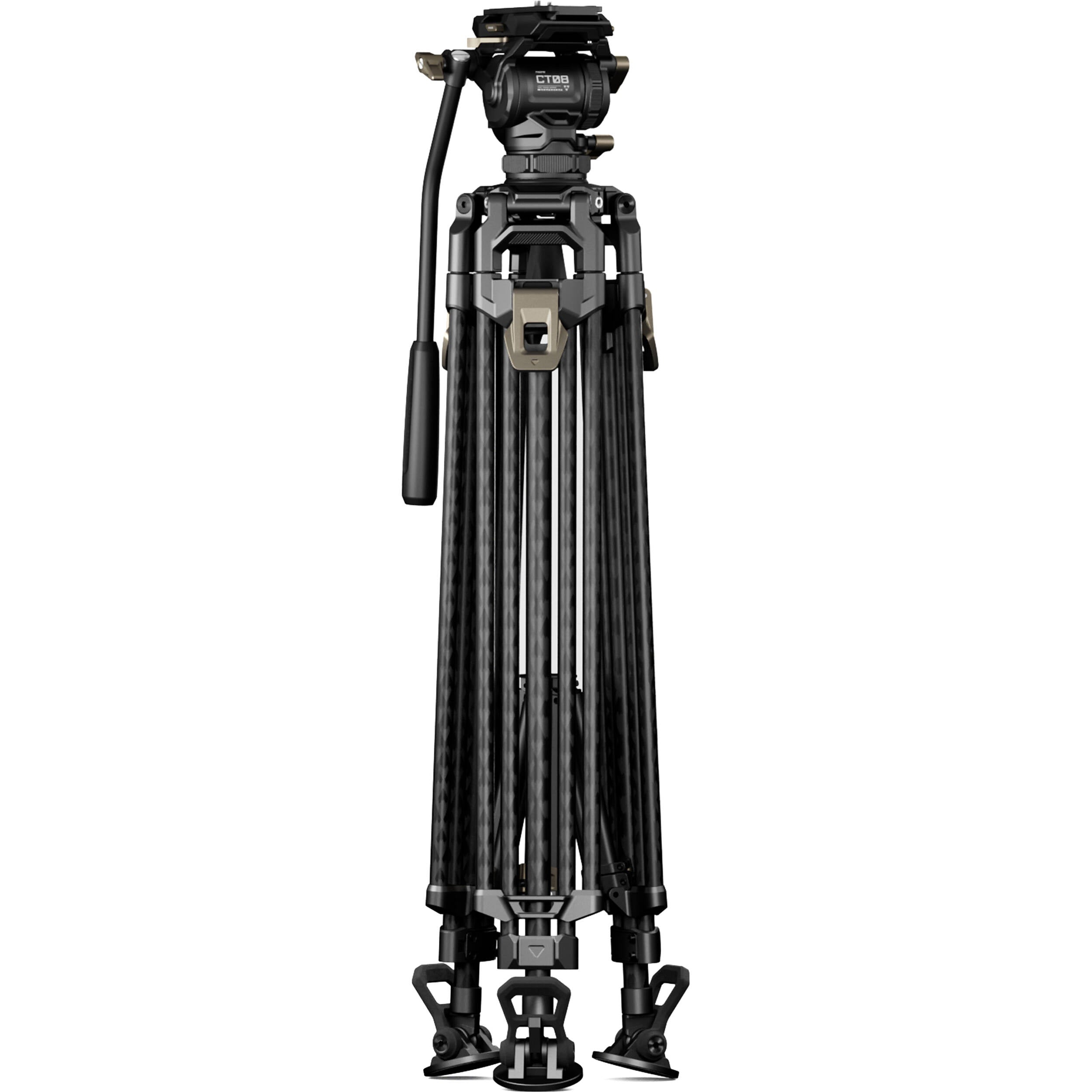 This tripod offers carbon fibre legs, 360° rotation, a cine fluid head for stability and aluminium alloy construction, ideal for professionals.