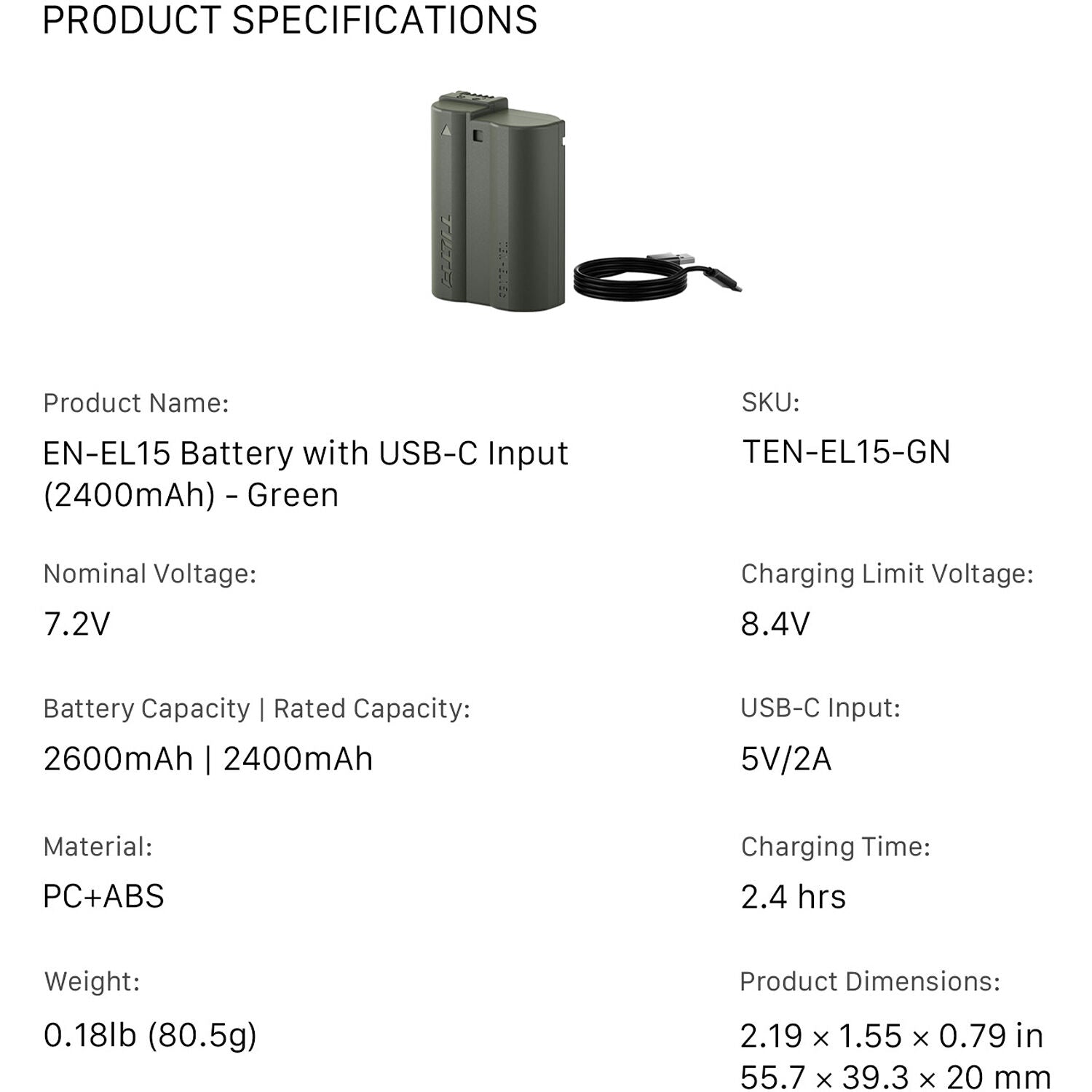 EN-EL15C USB-C rechargeable Nikon battery.