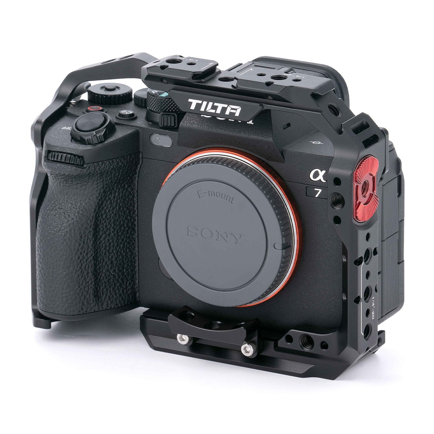 Add accessories to and protect your Sony a7 IV mirrorless camera with a formfitting full camera cage, perfect to use during production.