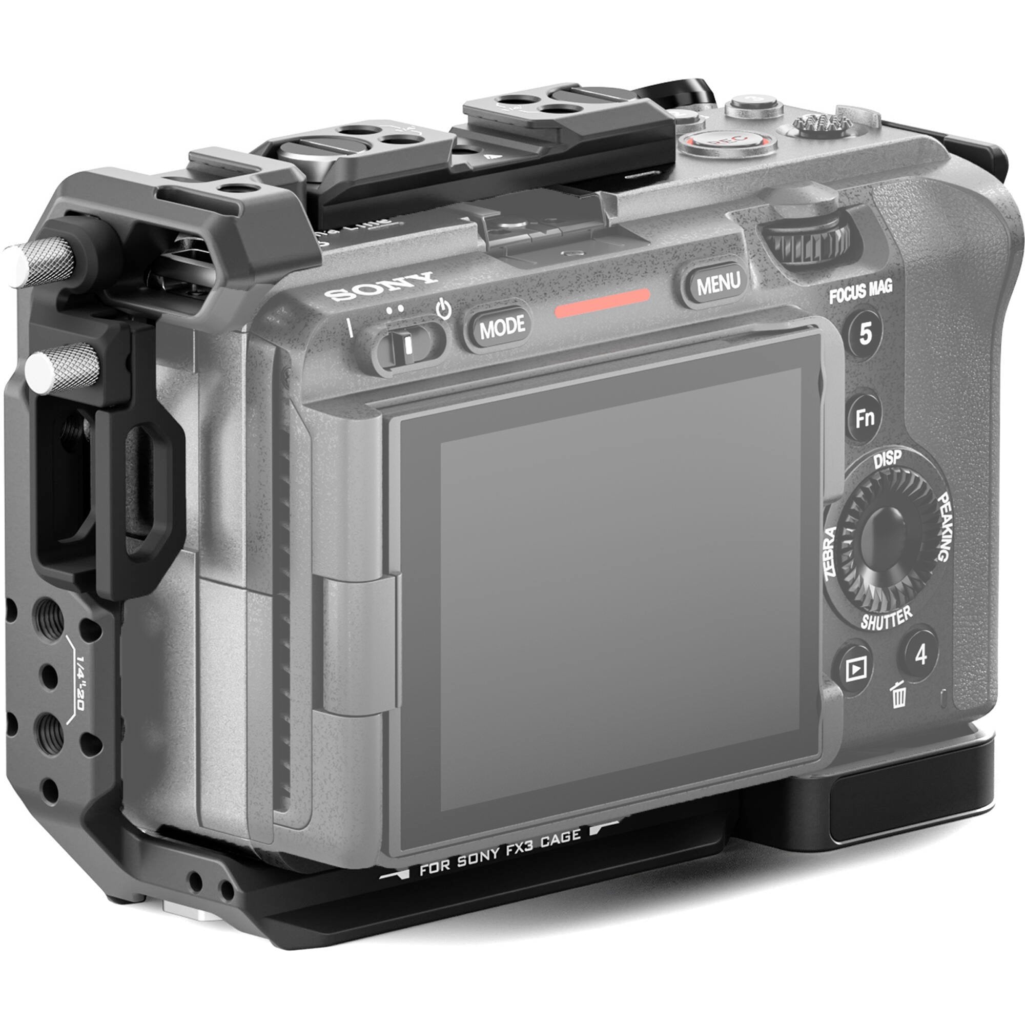 This camera cage has multi-angle security, you can secure your camera via three mounting screws on the left, right, and bottom.