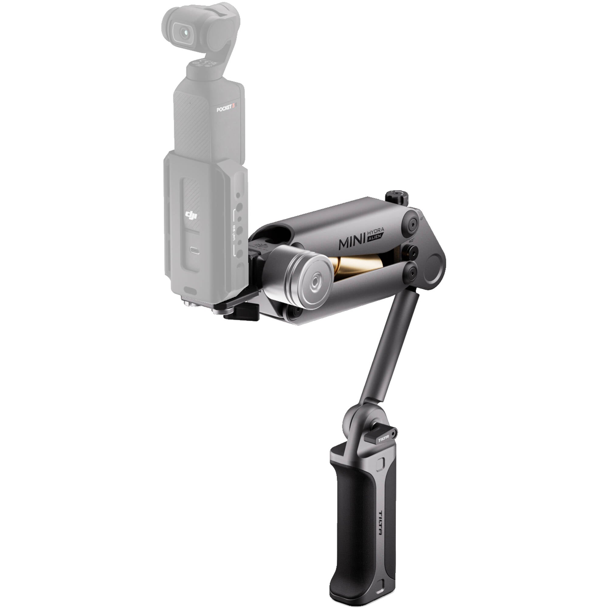 Tilta Hydra Alien Mini Handheld Kit (Titanium Grey) – compact stabilization system designed for dynamic handheld and car-mounted camera shots, offering professional control and support.