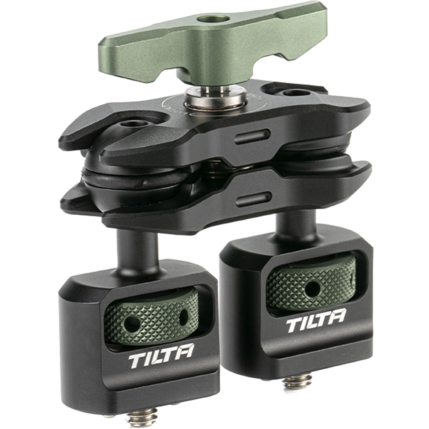 Tilta mini articulating arm in black with two ¼″-20 mounting ends and ball joints.