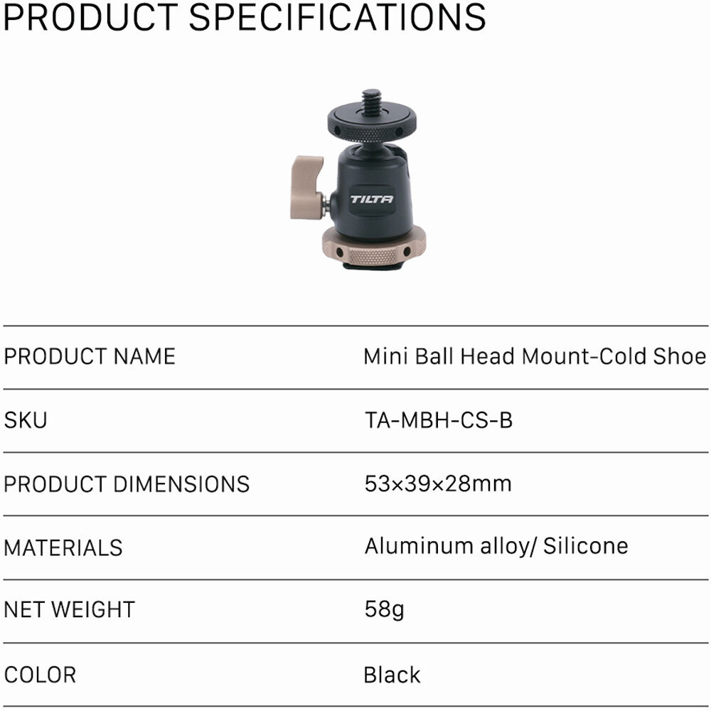 Tilta Mini Ball Head Mount for lights and monitors.