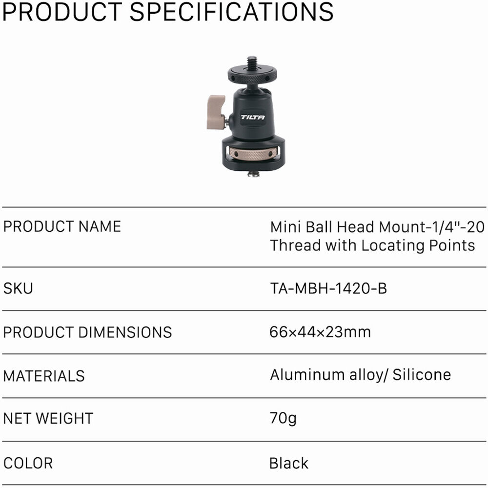 Tilta Mini Ball Head Mount for lights and monitors.