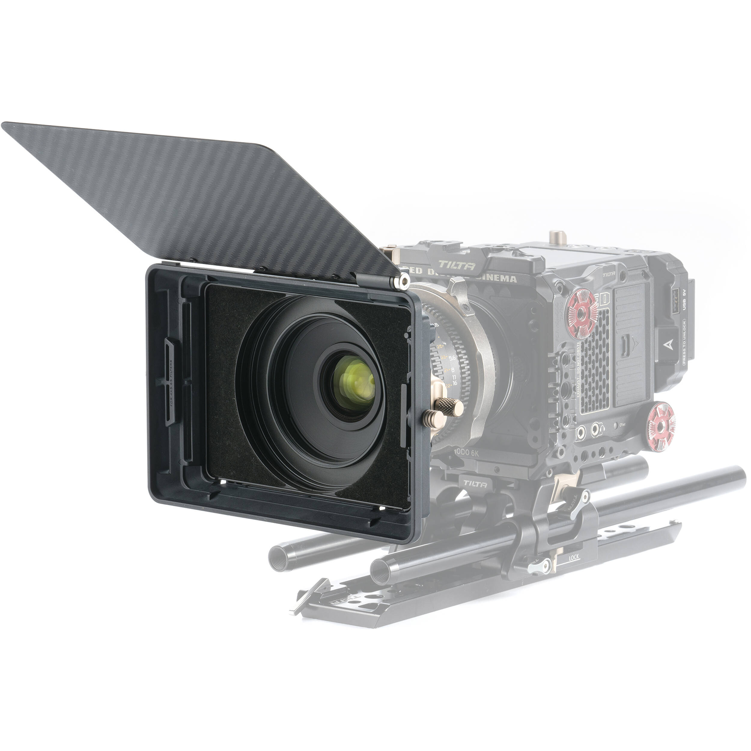 Tilta Mirage Matte Box for professional video and film production, with dual-stage filter system and adjustable flags.