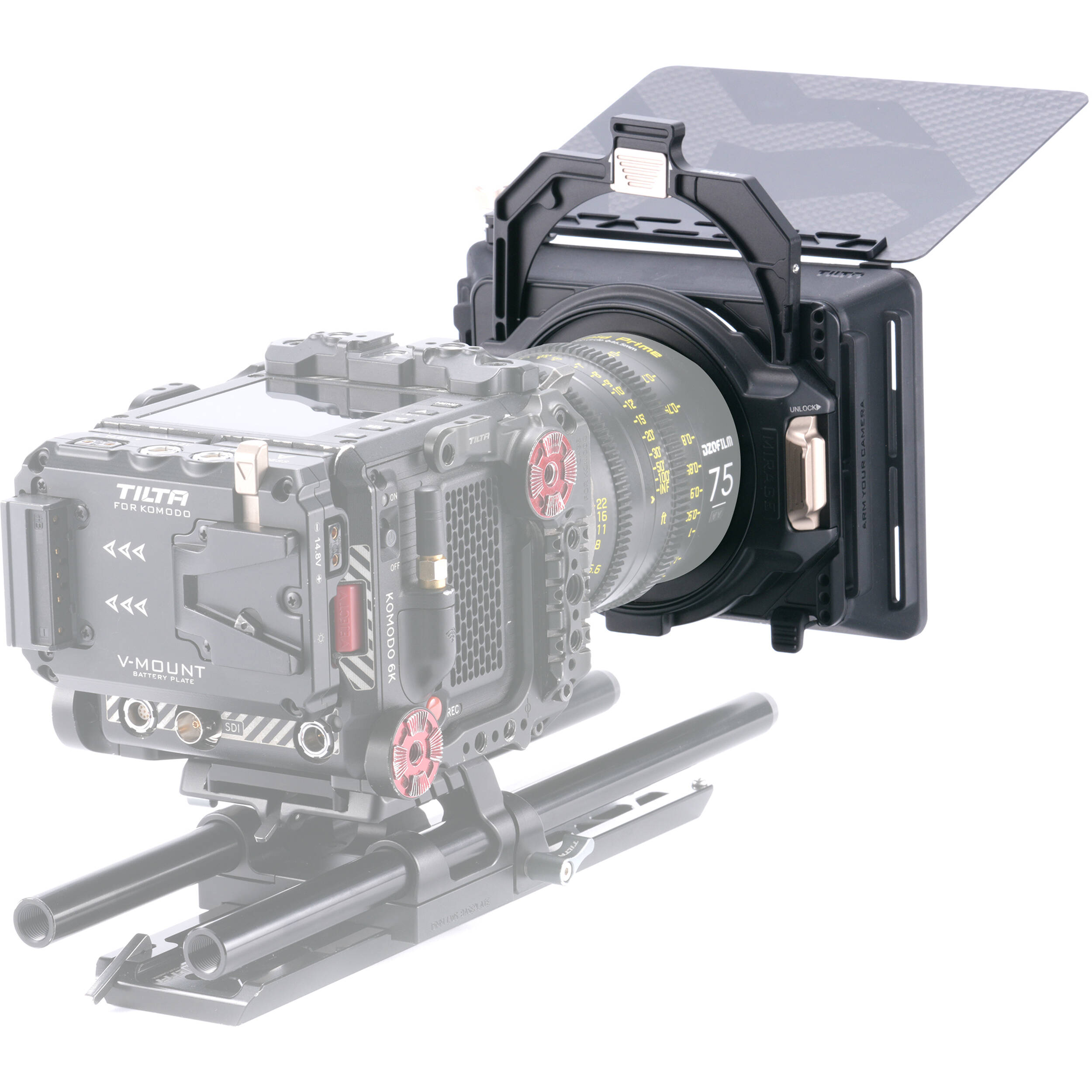 Tilta Mirage Matte Box for professional video and film production, with dual-stage filter system and adjustable flags.