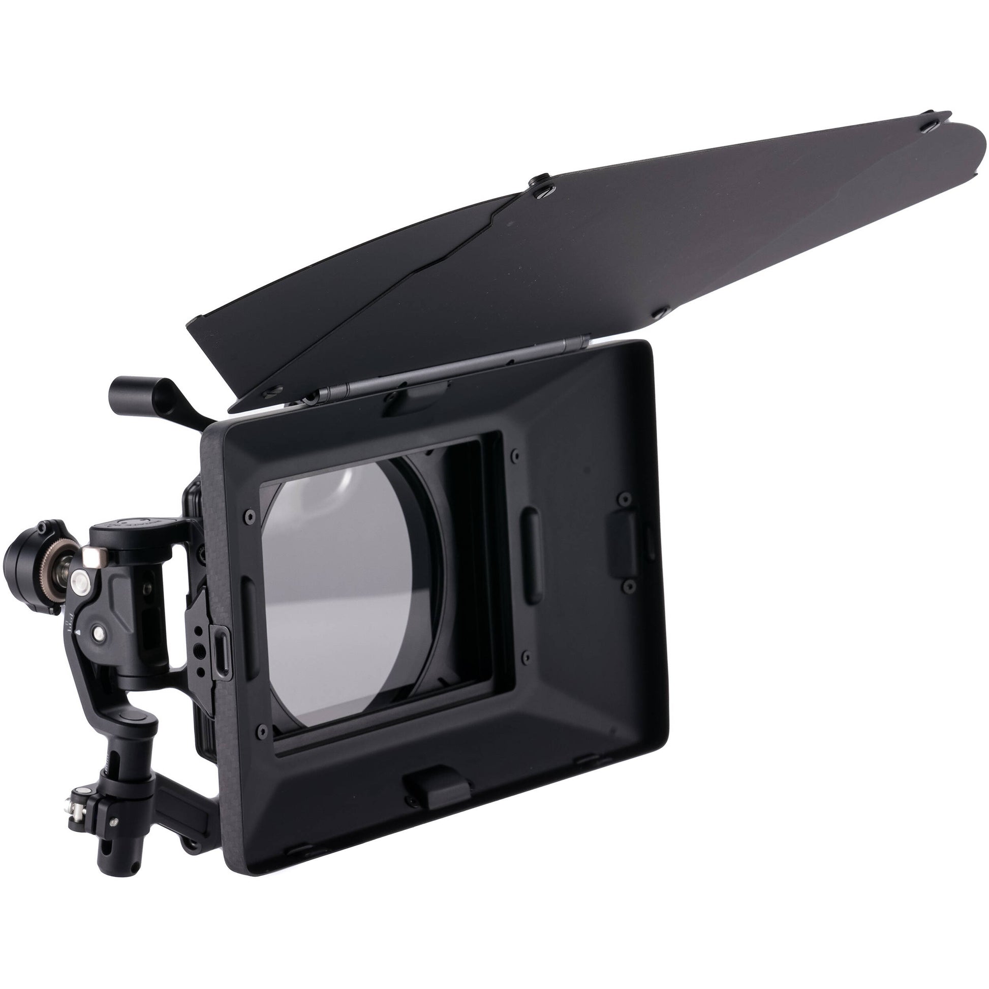Tilta Mirage Pro Matte Box with quick release hood attached to cinema lens.