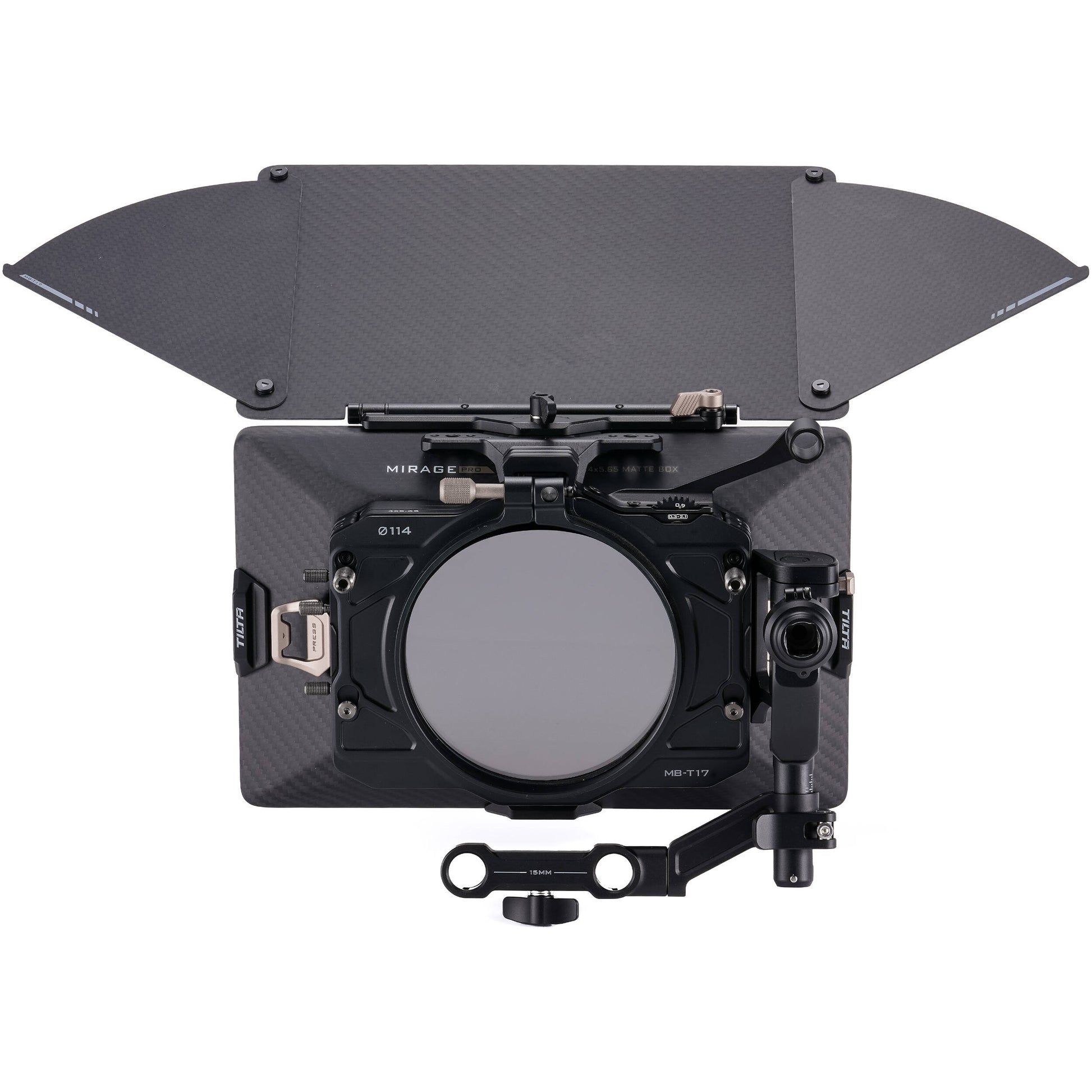 Tilta Mirage Pro Matte Box with quick release hood attached to cinema lens.
