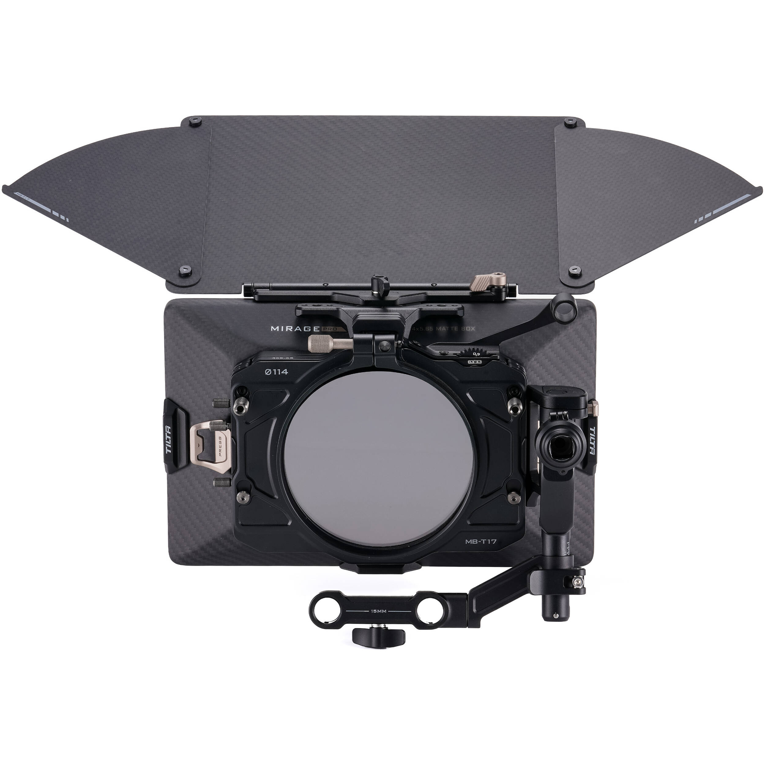 Tilta Mirage Pro Matte Box with quick release hood attached to cinema lens.