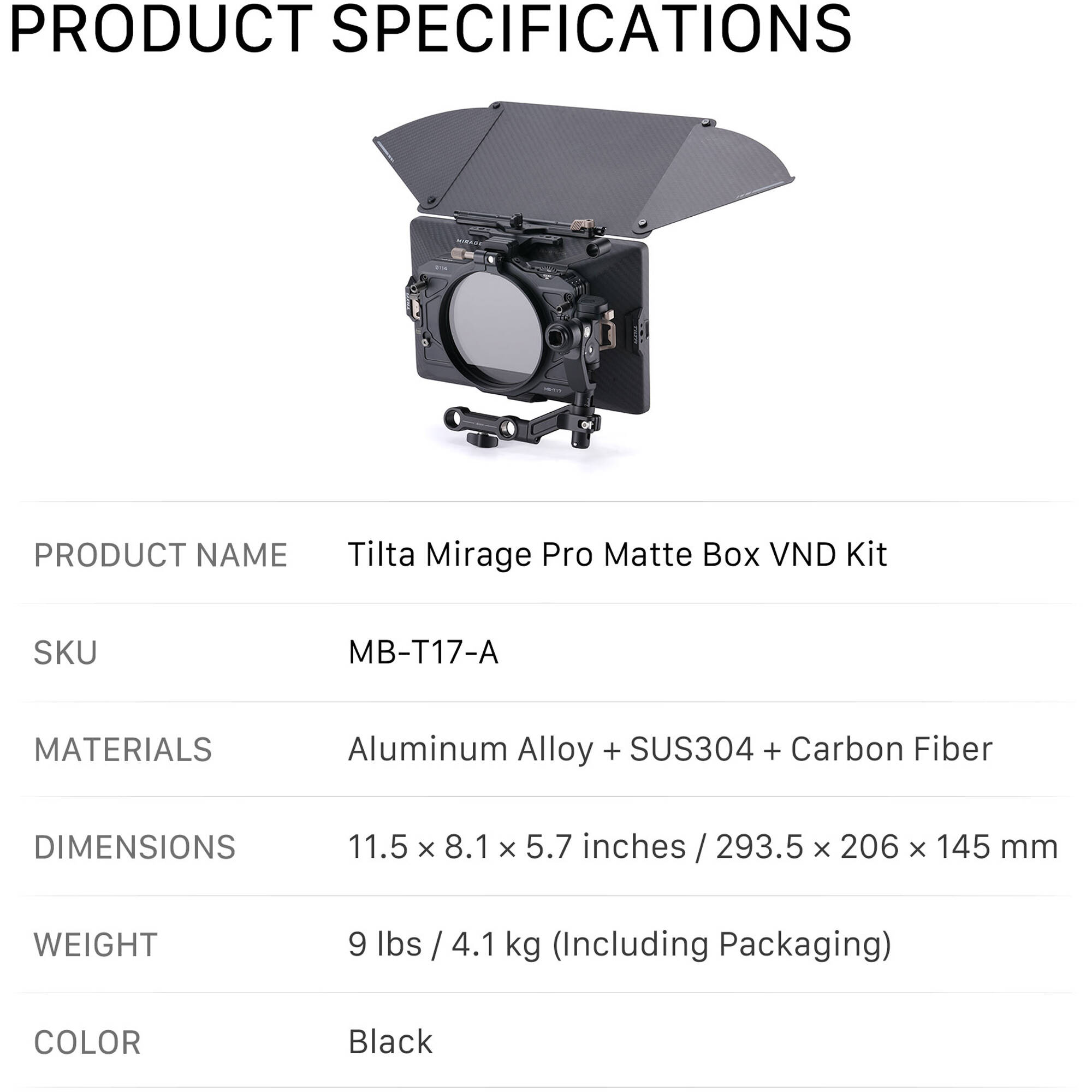 Tilta Mirage Pro Matte Box VND Kit