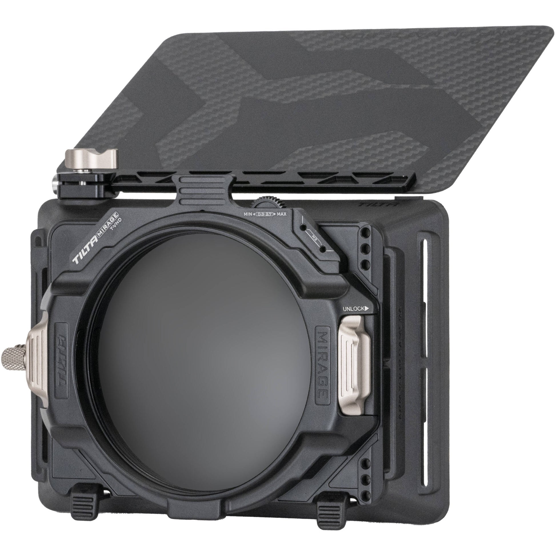 Tilta Mirage VND Kit with Matte Box, including variable ND filters and adjustable flags for professional video production.