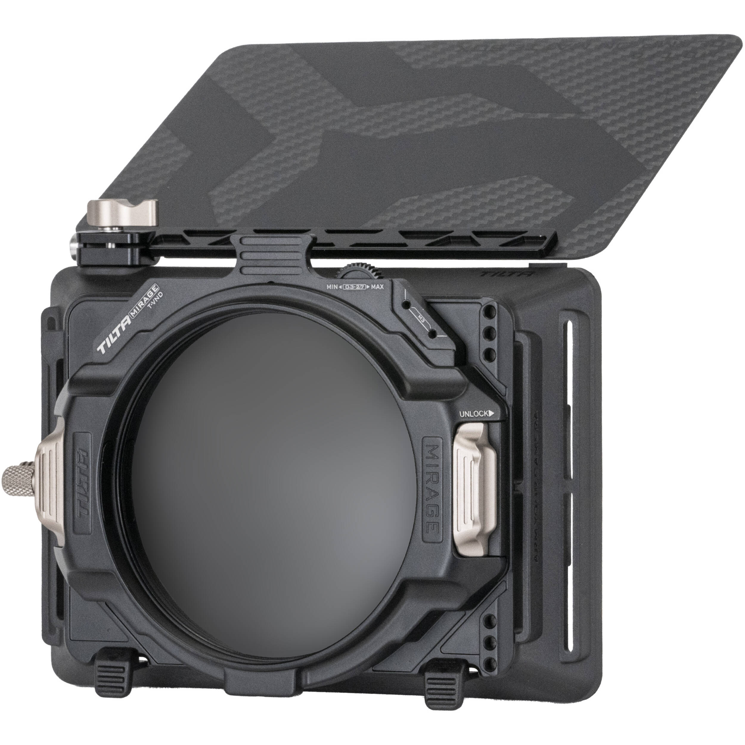 Tilta Mirage VND Kit with Matte Box, including variable ND filters and adjustable flags for professional video production.