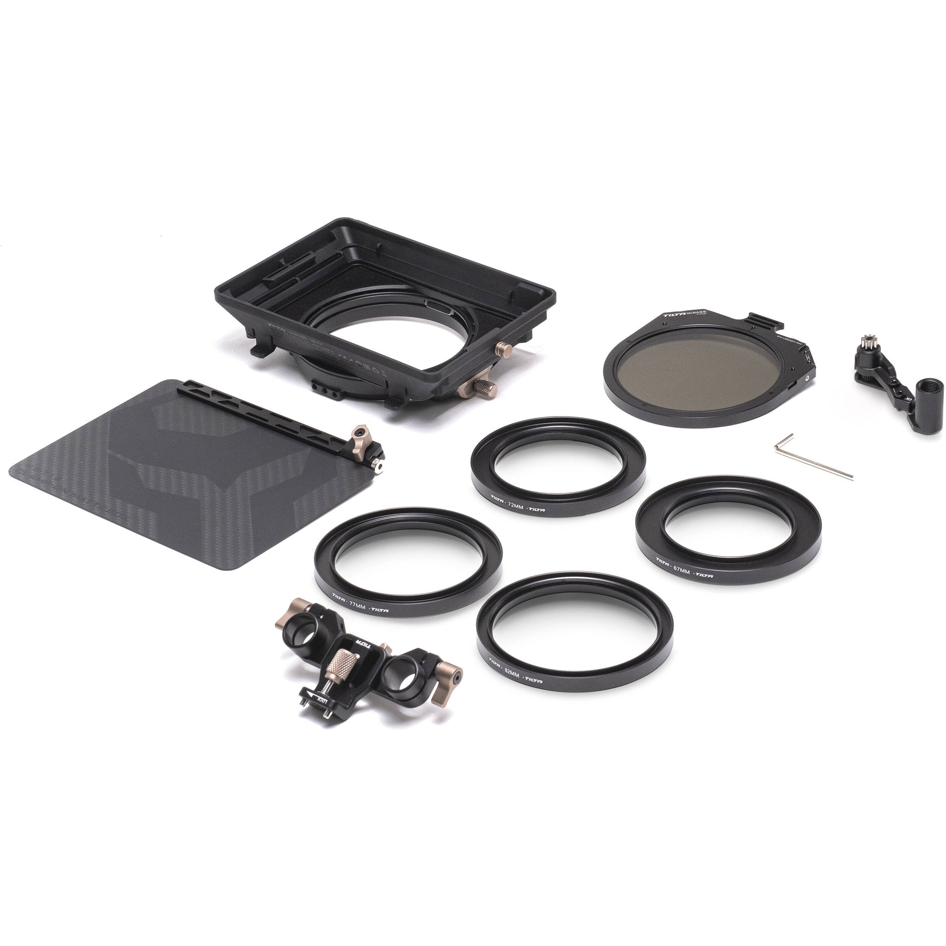 Tilta Mirage VND Kit with Matte Box, including variable ND filters and adjustable flags for professional video production.