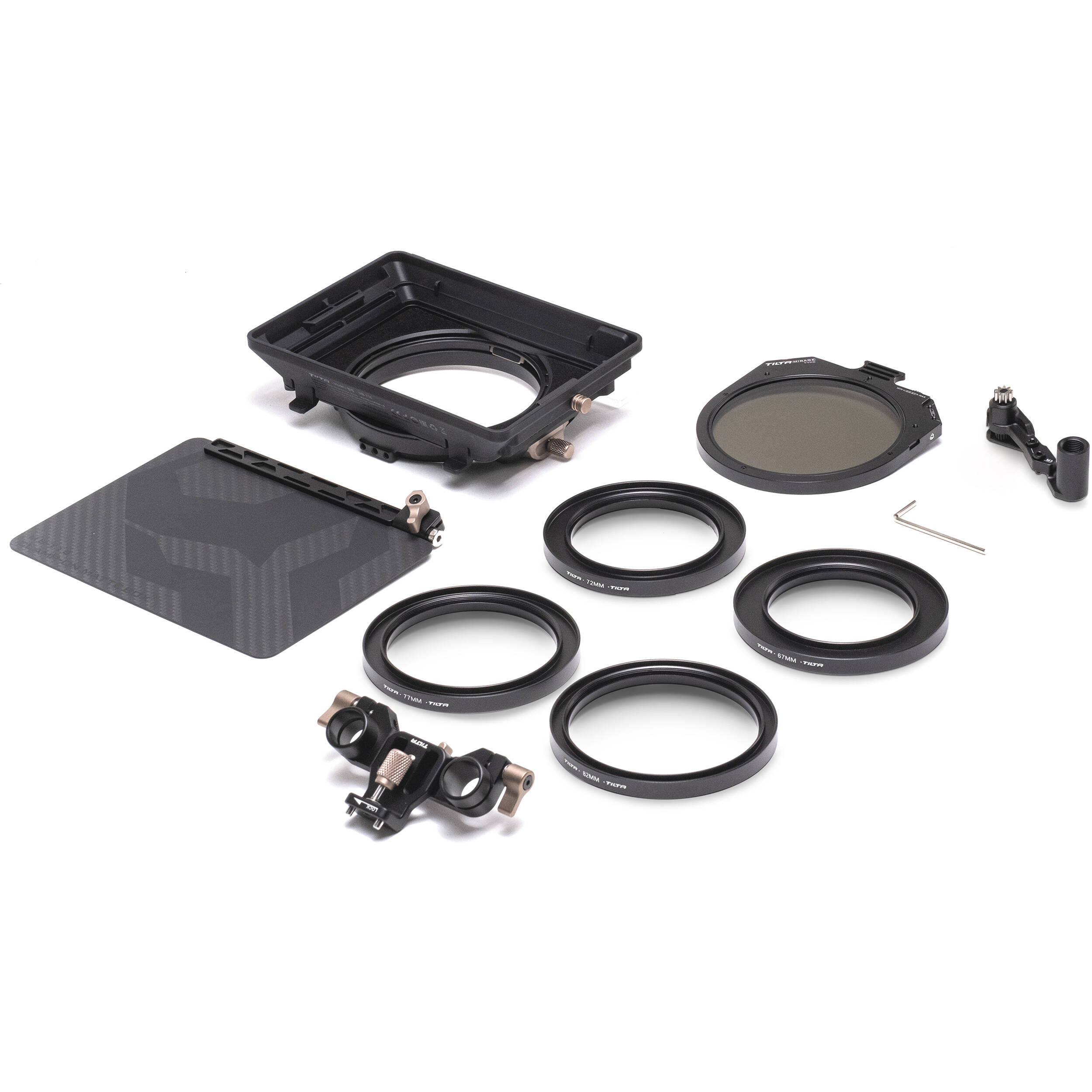 Tilta Mirage VND Kit with Matte Box, including variable ND filters and adjustable flags for professional video production.