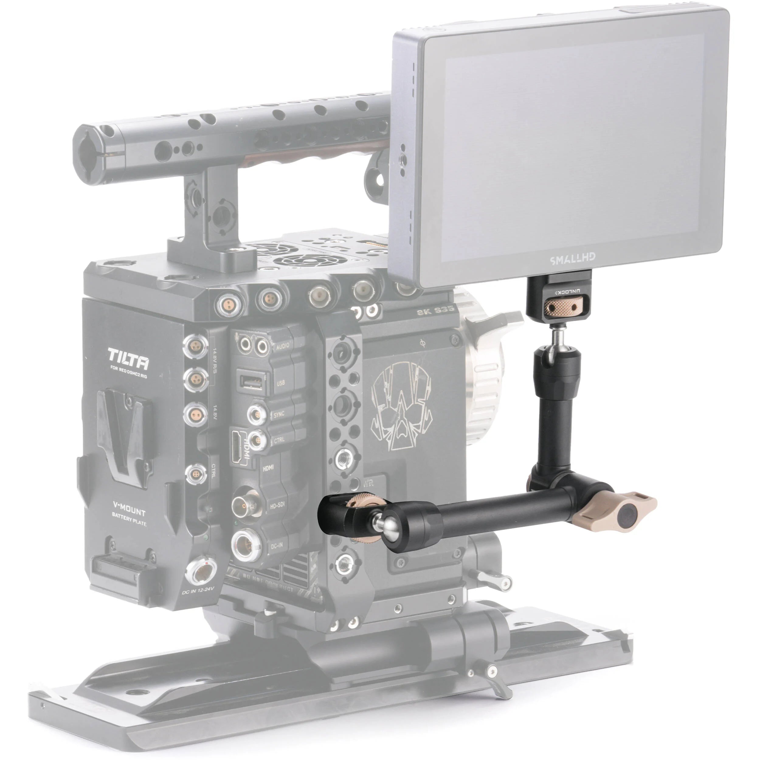 Tilta Pro articulating arm in black with dual ball heads and 1/4″-20 mounts.