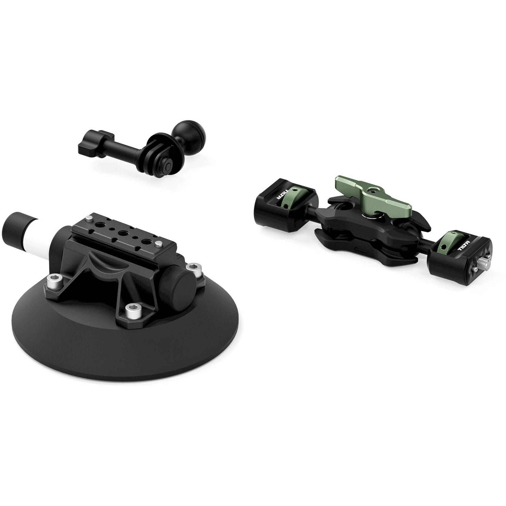 Tilta Universal Action Camera Suction Cup Mounting Kit – secure, adjustable mount for attaching action cameras to flat surfaces like car windows or dashboards.