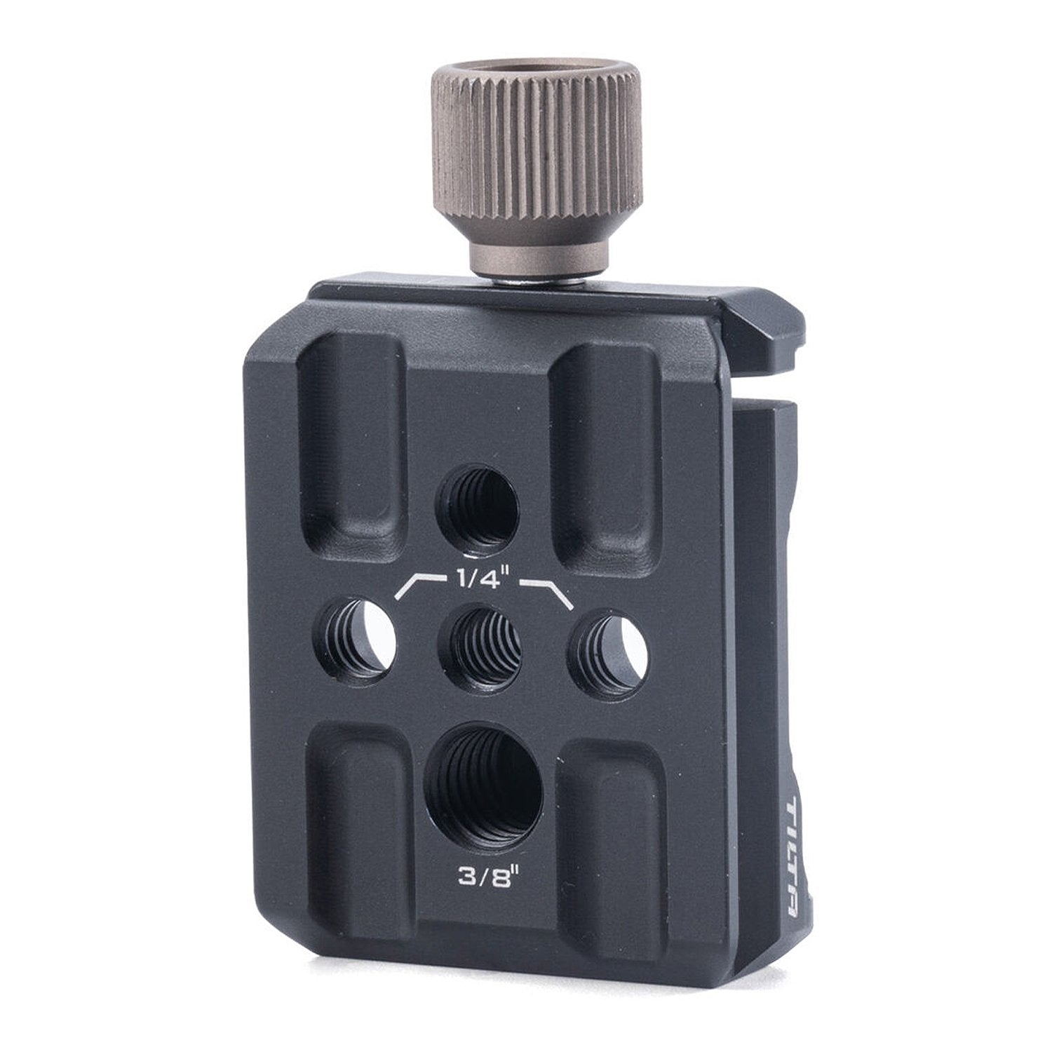 Tilta Universal Arca Quick‑Release Baseplate in black with dovetail plate and Arca‑Swiss compatible clamp.