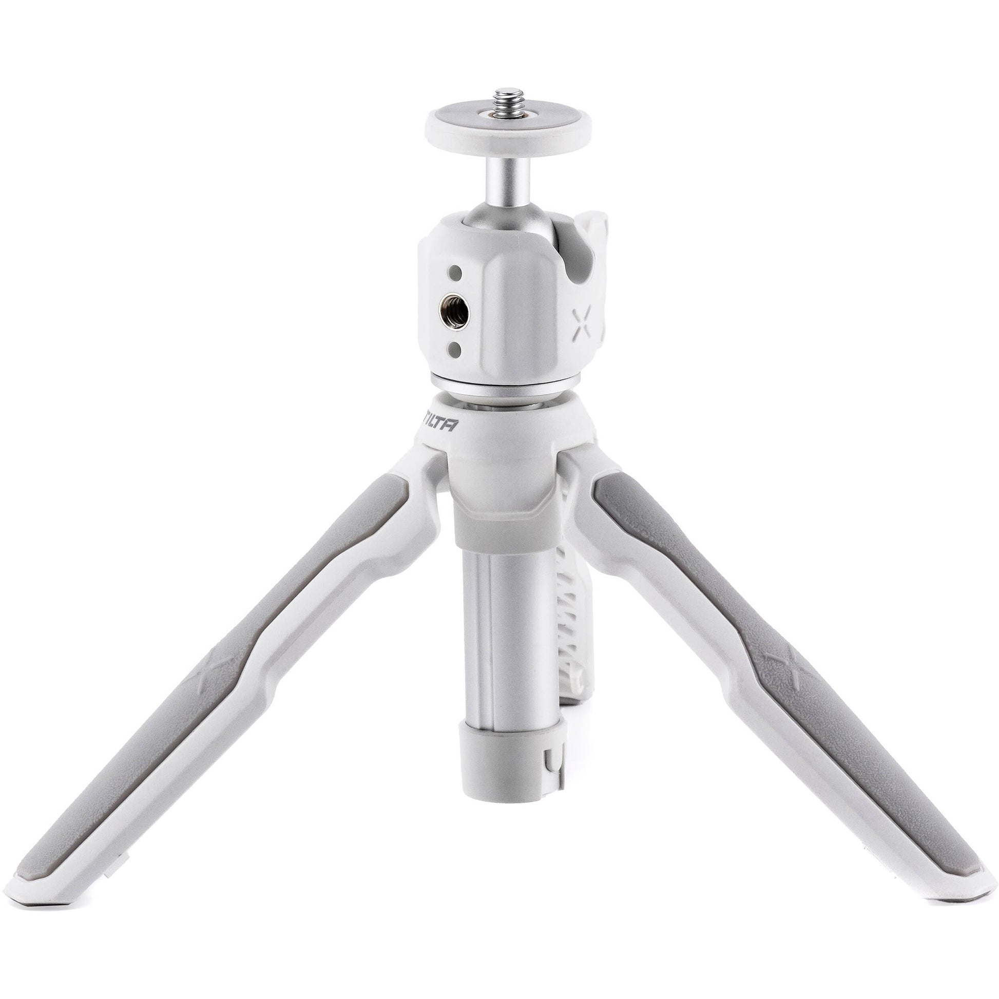 Tilta VT01 Extendable Vlog Tripod in White featuring adjustable legs, ball head, and cold shoe mount for smartphones and compact cameras.