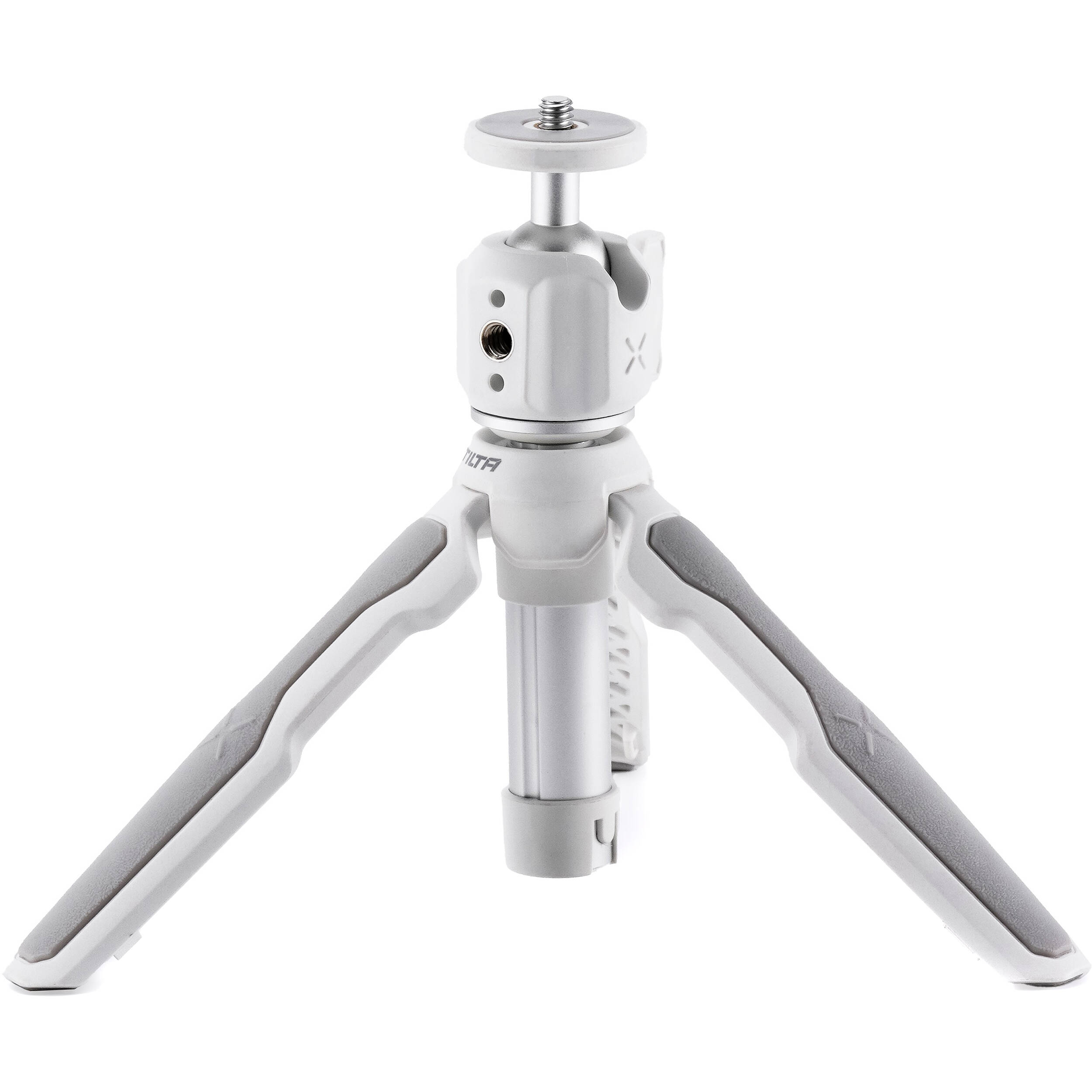 Tilta VT01 Extendable Vlog Tripod in White featuring adjustable legs, ball head, and cold shoe mount for smartphones and compact cameras.