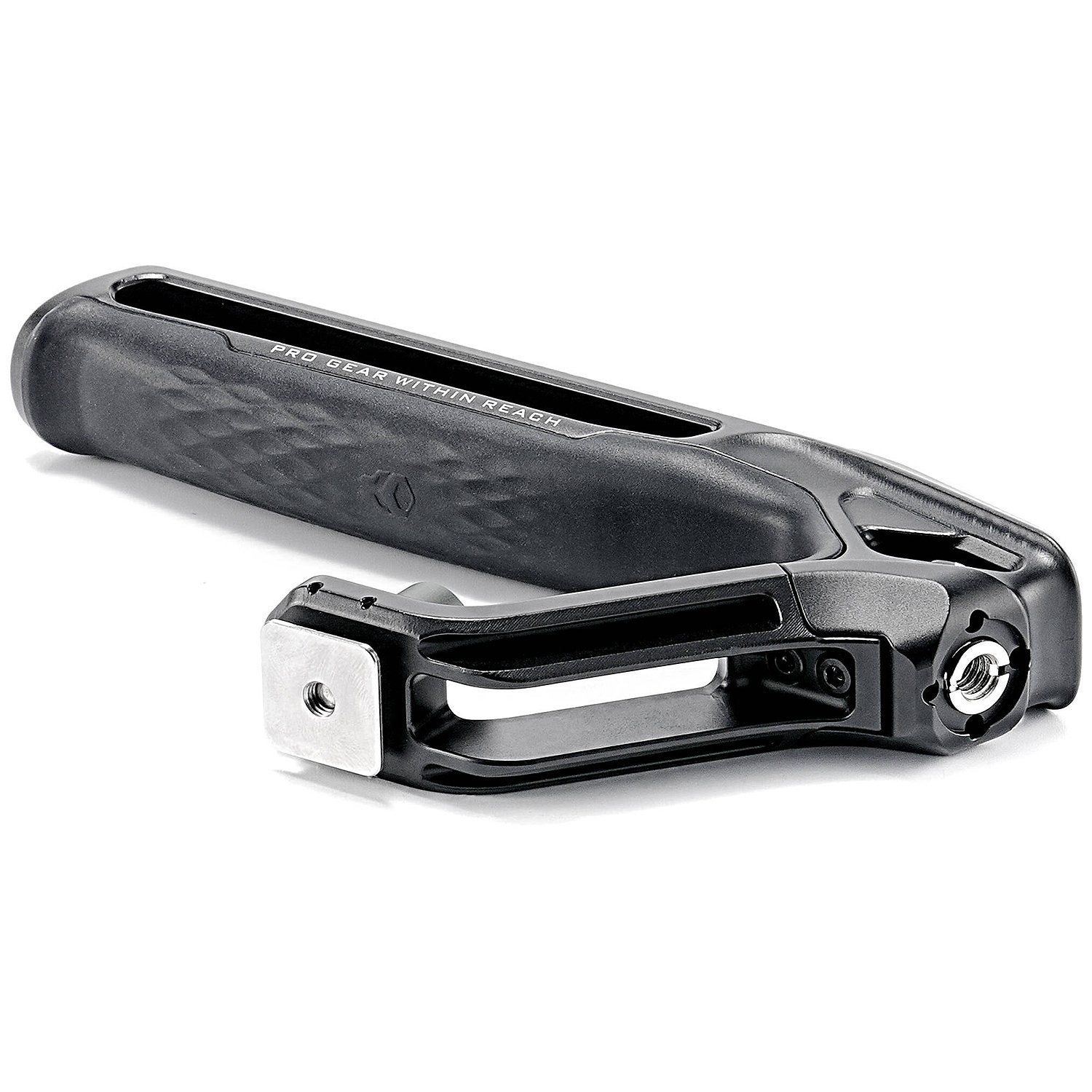 A top handle with various mounting options for a variety of camera cages and systems to assist in improving low-angle captures.