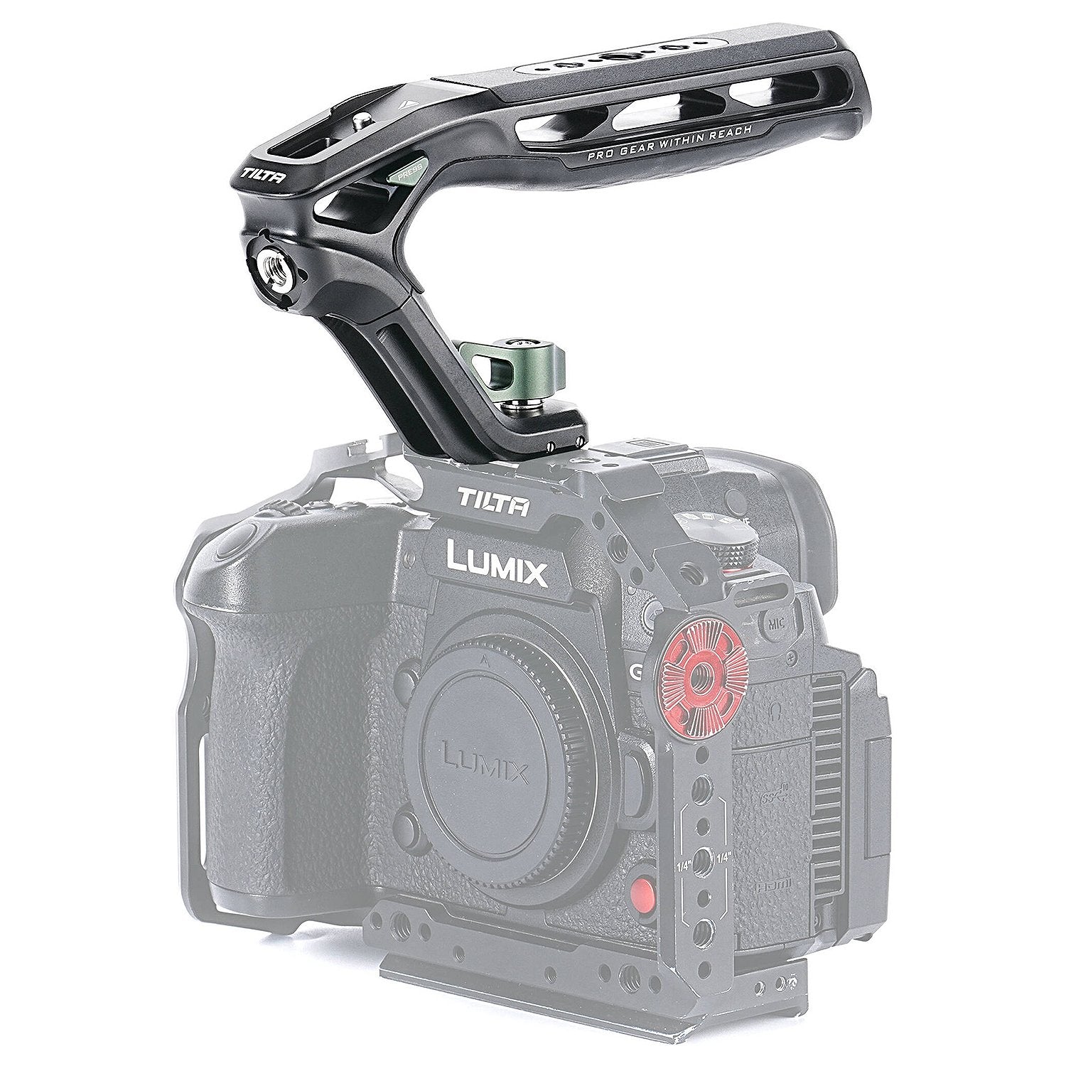A top handle with various mounting options for a variety of camera cages and systems to assist in improving low-angle captures.