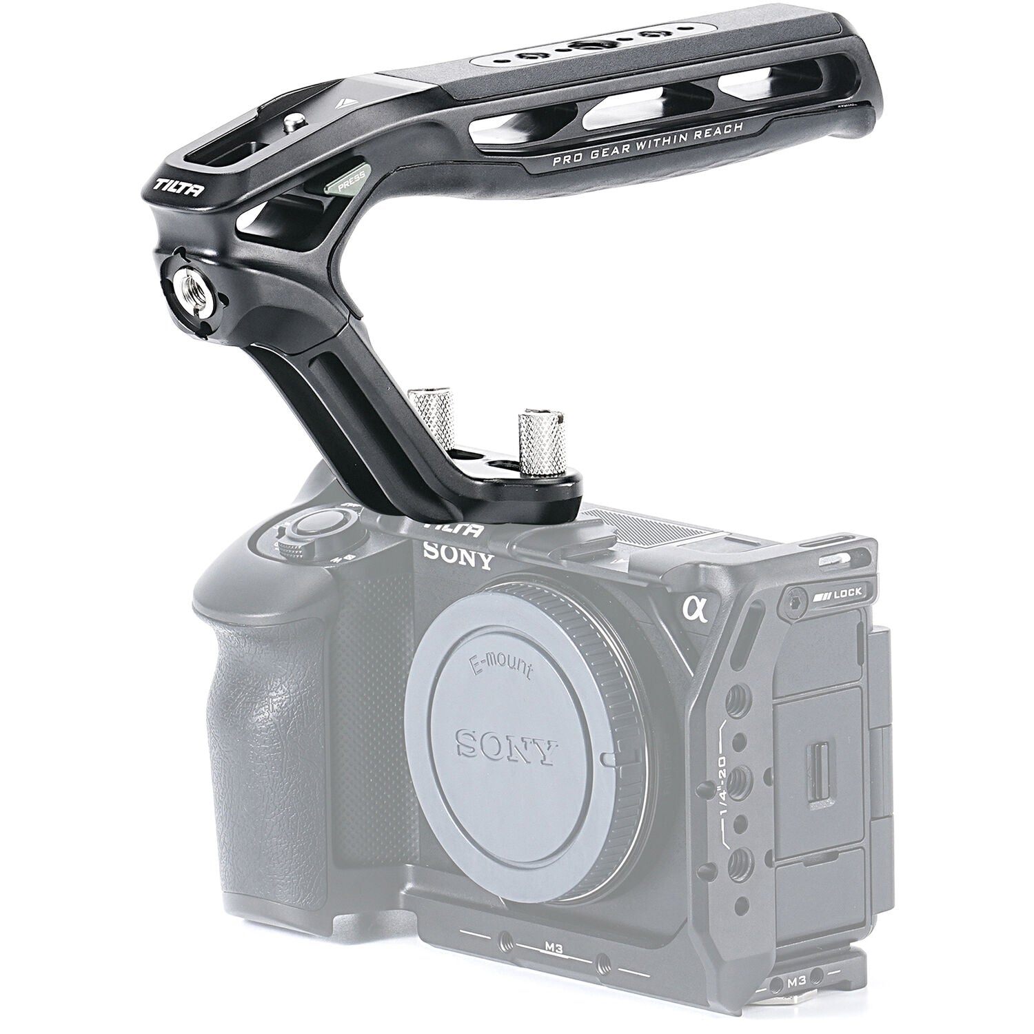 A top handle perfect for adding accessories to your camera cage and that easily adapts to multiple photography scenarios. 