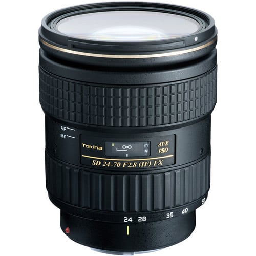 Tokina AT-X 24–70mm f/2.8 Pro FX standard zoom lens for Canon EF, ideal for portraits, events, and landscapes.