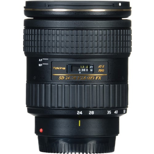 Tokina AT-X 24–70mm f/2.8 Pro FX standard zoom lens for Canon EF, ideal for portraits, events, and landscapes.