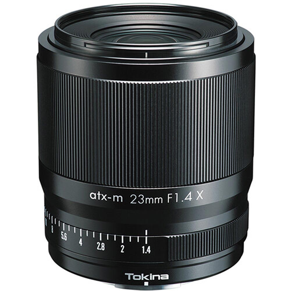 Tokina atx-m 23mm f/1.4 wide-angle prime lens for Fujifilm X APS-C mirrorless cameras.