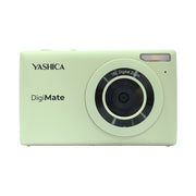 Yashica DigiMate compact camera with CMOS sensor, 4K video, 18x zoom, and 2.7" LCD on white background.