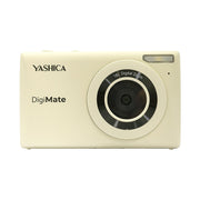 Yashica DigiMate compact camera with CMOS sensor, 4K video, 18x zoom, and 2.7" LCD on white background.