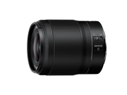 Black camera lens with 'Nikon' branding on a white background