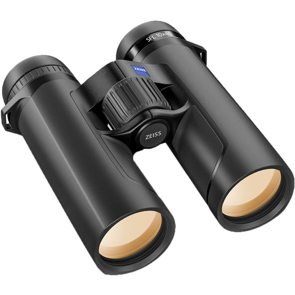Zeiss 10x40 SFL binoculars with UHD optics, fast focus, wide view, and weatherproof design.