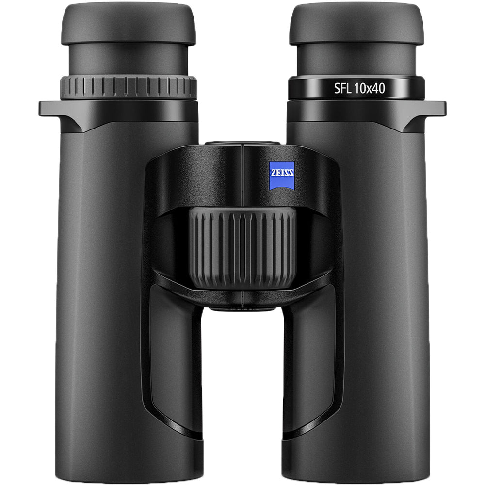 Zeiss 10x40 SFL binoculars with UHD optics, fast focus, wide view, and weatherproof design.