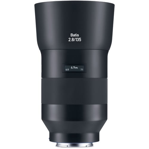 Zeiss Batis 135mm f/2.8 lens for Sony E. Telephoto prime with f/2.8, sharp Zeiss optics, compact design, ideal for portraits, wildlife, and sports.