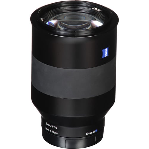 Zeiss Batis 135mm f/2.8 lens for Sony E. Telephoto prime with f/2.8, sharp Zeiss optics, compact design, ideal for portraits, wildlife, and sports.