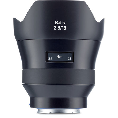 Zeiss Batis 18mm f/2.8 ultra-wide prime lens for Sony E full-frame mirrorless cameras.