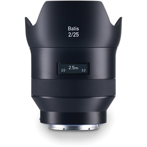 Zeiss Batis 25mm f/2 wide-angle prime lens for Sony E full-frame mirrorless cameras.