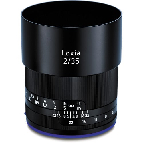 Zeiss Loxia 35mm f/2 for Sony E. Classic wide-angle prime with f/2 aperture, Biogon optical design, manual focus, and durable weather-sealed build.