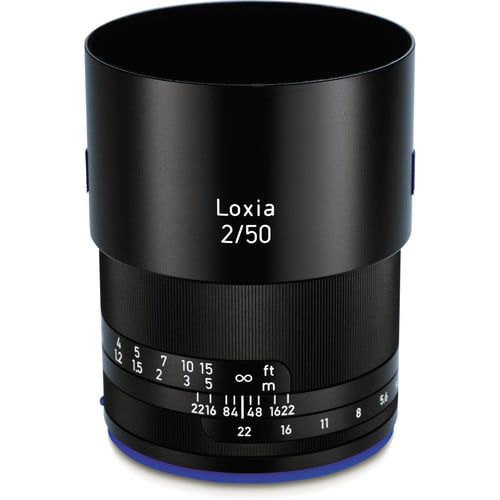 Zeiss Loxia 50mm f/2 for Sony E. Standard prime with f/2 aperture, Planar optical design, manual focus, and durable weather-sealed construction.