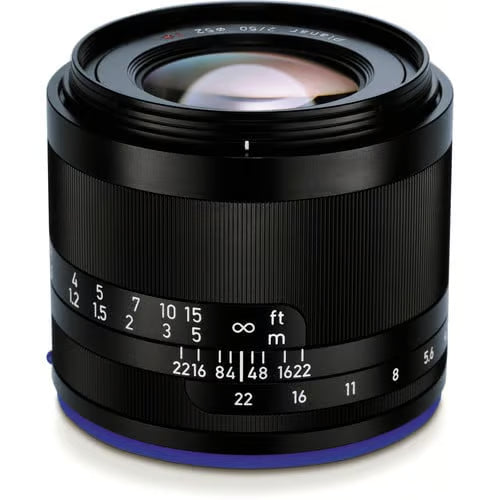 Zeiss Loxia 50mm f/2 for Sony E. Standard prime with f/2 aperture, Planar optical design, manual focus, and durable weather-sealed construction.