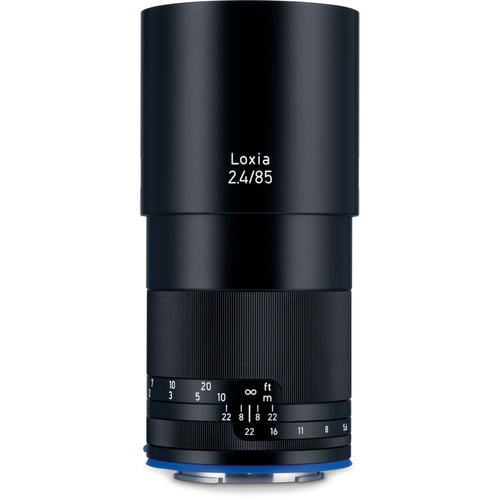 Zeiss Loxia 85mm f/2.4 for Sony E. Short-telephoto prime with Sonnar design, f/2.4 aperture, manual focus, and weather-sealed all-metal construction.