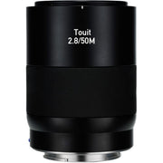 Zeiss Touit 50mm f/2.8 for Sony E. APS-C macro lens with 1:1 magnification, sharp optics, natural colours, and smooth bokeh.
