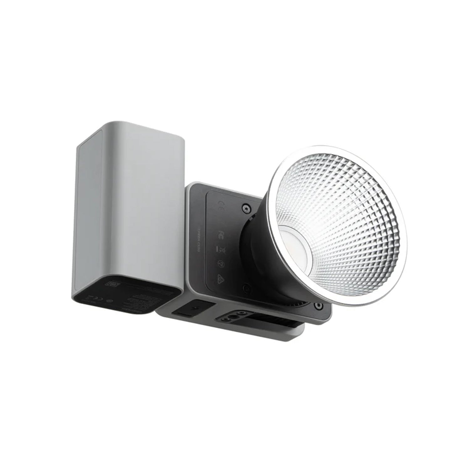 Zhiyun Cinepeer CX50 COB video light with reflector for high-intensity portable lighting.
