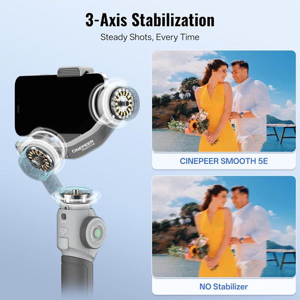 Cinepeer Smooth 5E smartphone gimbal with fill light
