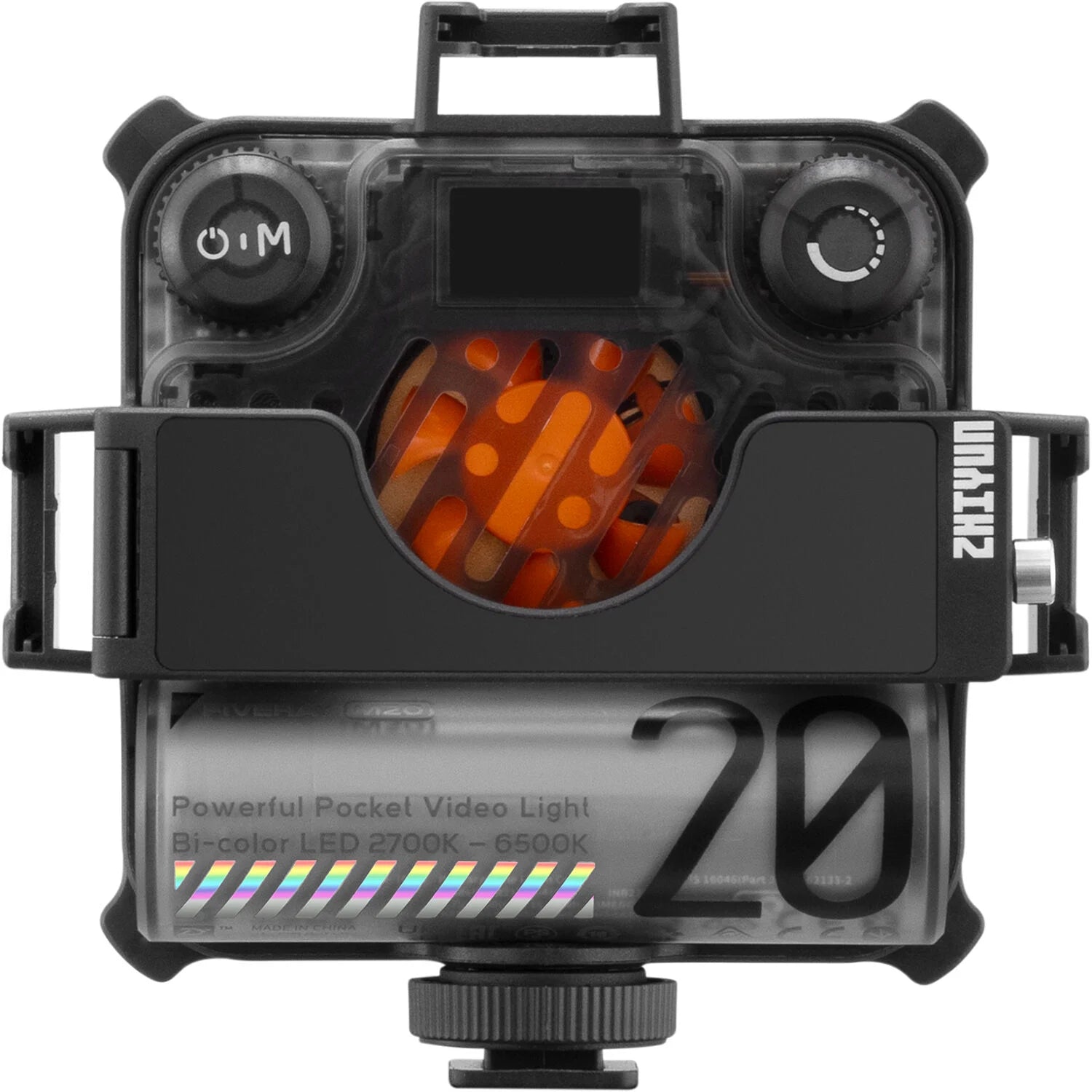 Zhiyun Fiveray M20 RGB LED light combo with full color spectrum and adjustable brightness.