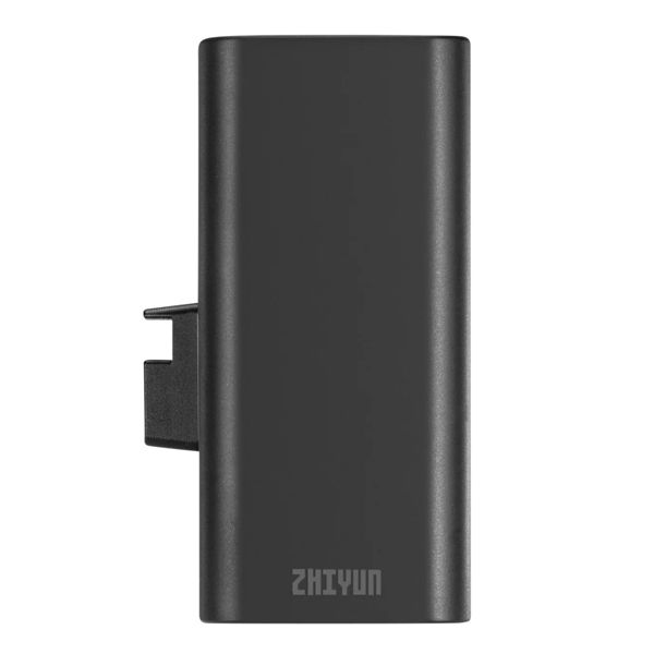 Zhiyun X100/X60 Grip Battery powering Molus COB video light with USB-C cable attached.